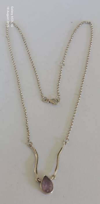 Spectacular vintage sterling silver amethyst necklace 5.6g