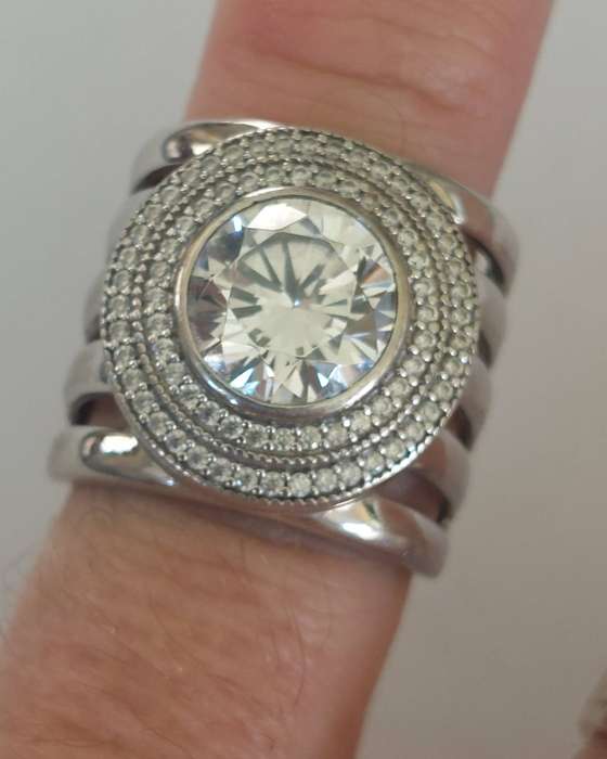 Magnificent large vintage sterling silver cz ring 8.9g