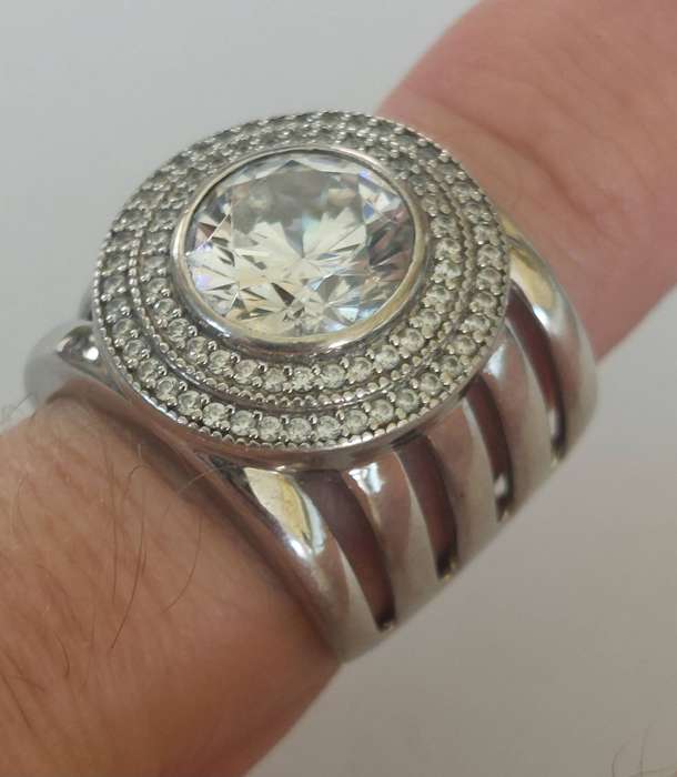 Magnificent large vintage sterling silver cz ring 8.9g