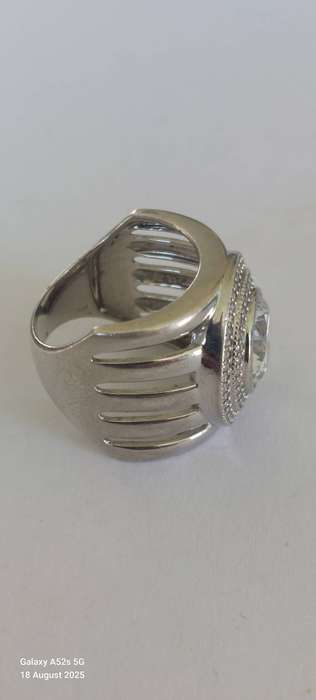 Magnificent large vintage sterling silver cz ring 8.9g