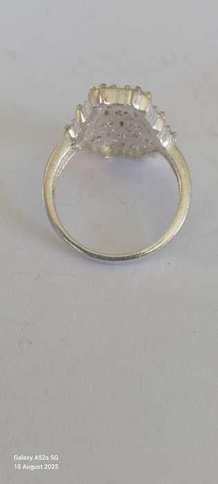 Magnificent large vintage sterling silver cz ring