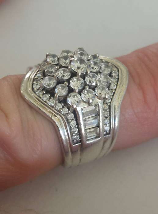 Magnificent vintage sterling silver cz ring 8.1g