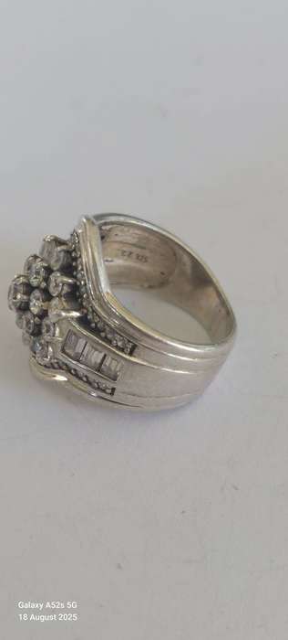 Magnificent vintage sterling silver cz ring 8.1g
