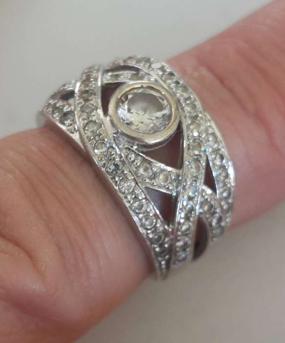 Spectacular vintage sterling silver cz ring 8.0g