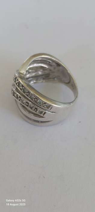 Stunning vintage sterling silver cz ring 5.2g