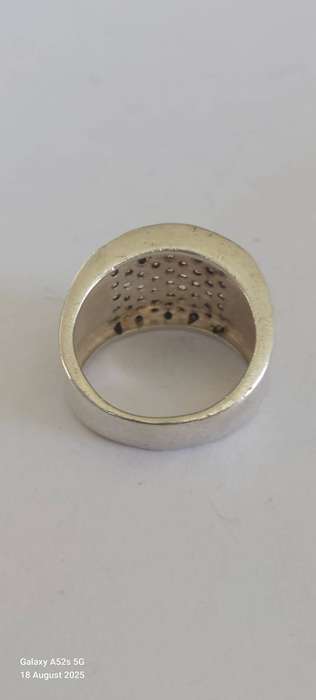 Lovely large vintage sterling silver cz ring 9.9g