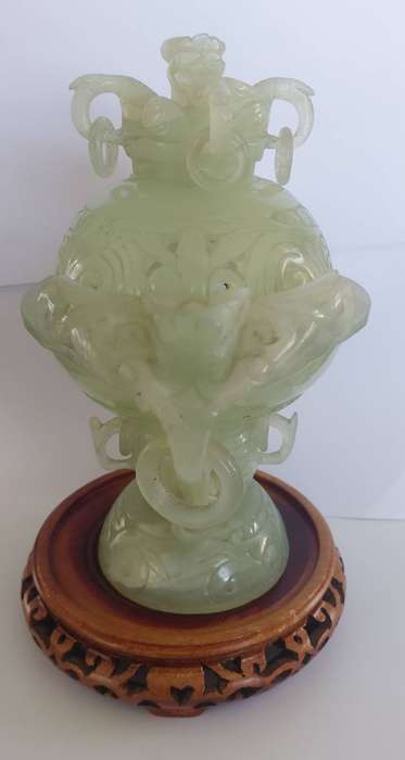Magnificent!! Antique Chinese hand carved Sepentine dragon censor Value R6500