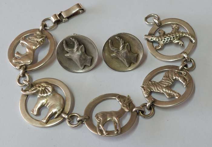 Very Rare!! Vintage Haglund sterling silver bracelet & earrings set 52.8g Value R3500