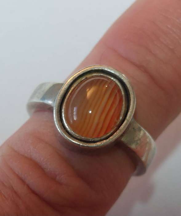 Amazing vintage sterling silver agate ring 5.8g