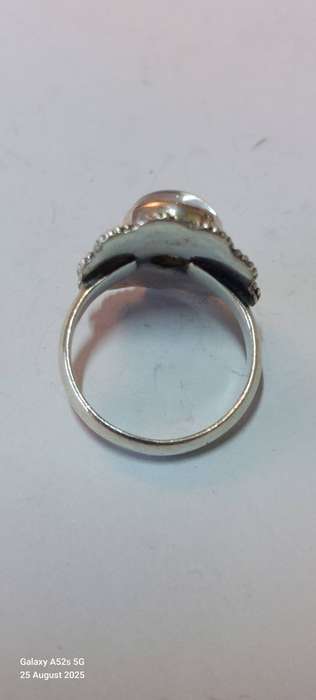 Exquisite vintage sterling silver cabochon quartz ring 4.5g