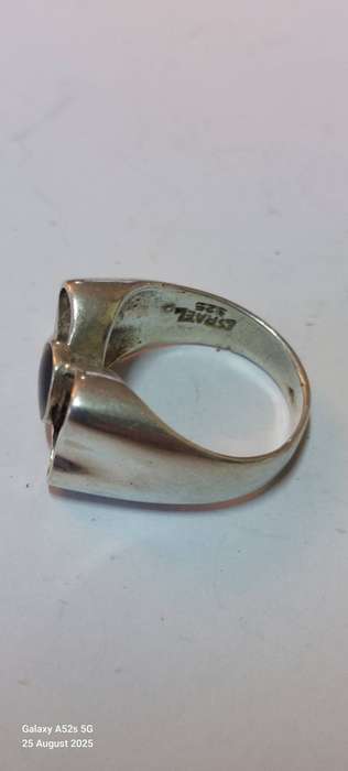 Isreal Vintage sterling silver onyx ring 4.8g