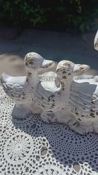 Vintage Rustic Cast Iron Doorstop Mother Goose and Family