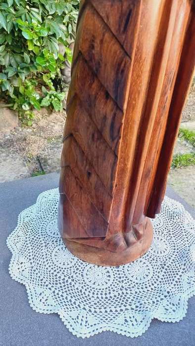 Large wooden Hand-Carved Monk in contemplation - 60cm tall