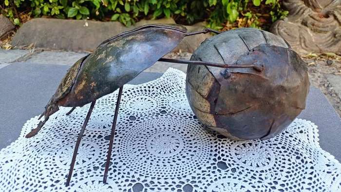 Rolling along...............Scarab/Dung Beetle metal tin art