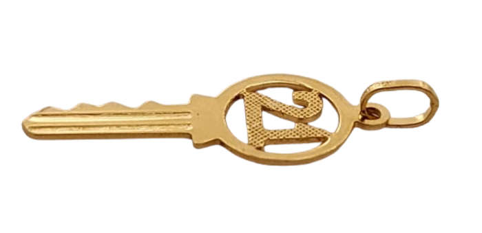 9ct Yellow Gold 21 Birthday Key Charm Pendant
