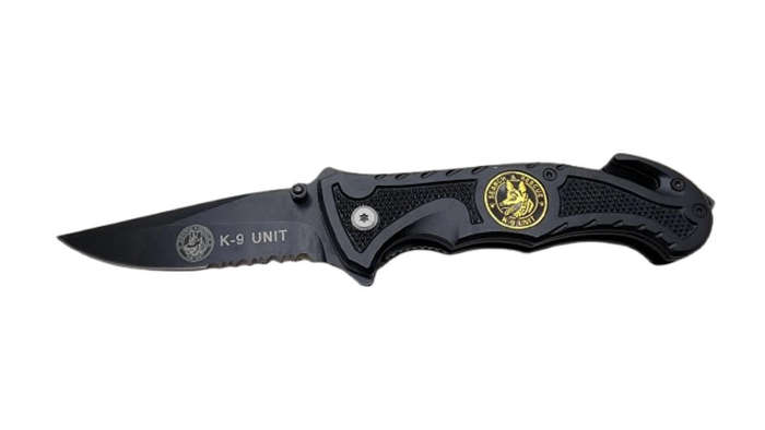 K9 Folding Knife With Window Breaker And Seat Belt Cutter