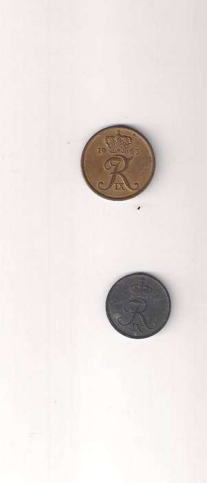 Danish 5 Ore 1963 2 Ore 1969