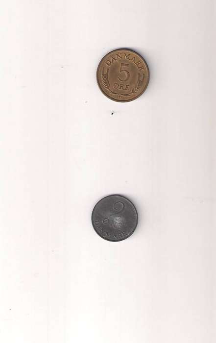 Danish 5 Ore 1963 2 Ore 1969