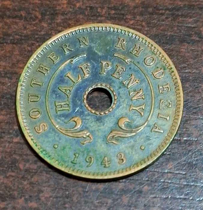 1943 Southern Rhodesia half Penny