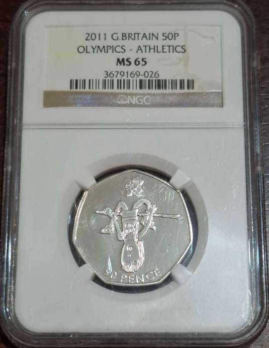 2011 Olympics High Jump 50p Fifty Pence Coin MS65 NGC Britain