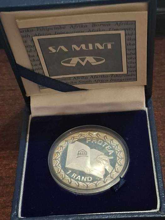 1996 South Africa SILVER 1 RAND Constitution Proof Bible Coin