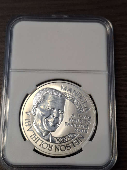 Mandela Robben Island" silver medallion