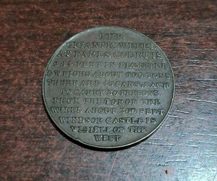 1901 Giant Wheel Of Earls Court London Token Coin