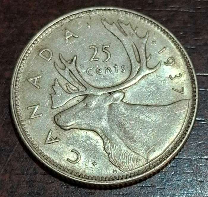 1937 Canadian 25-cent coin