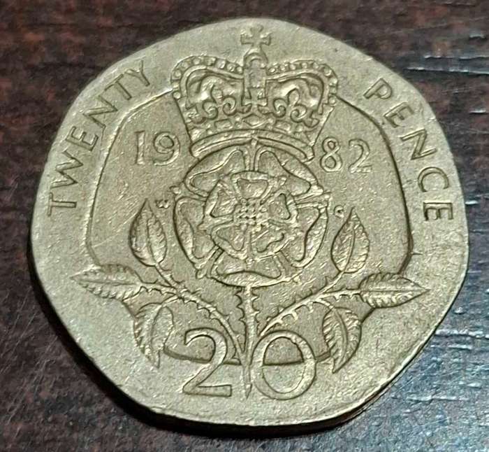 1982 British twenty pence coin