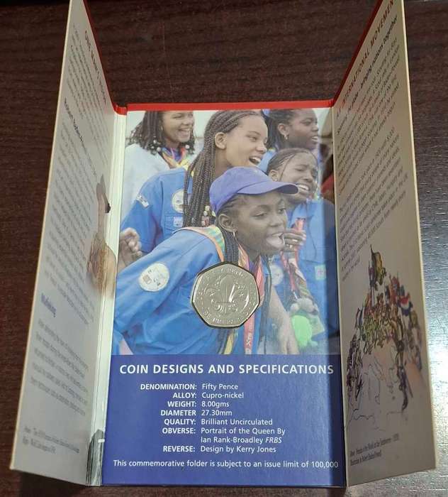 2007 British Royal Mint Scout Centenary BU 50p Fifty Pence Coin in Case