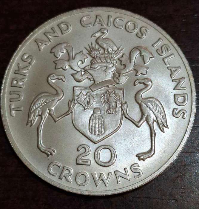 1974 Turks and Caicos 20 Crowns coin