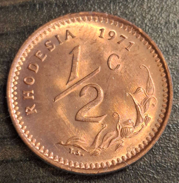 1971 Rhodesia 1/2 Cent