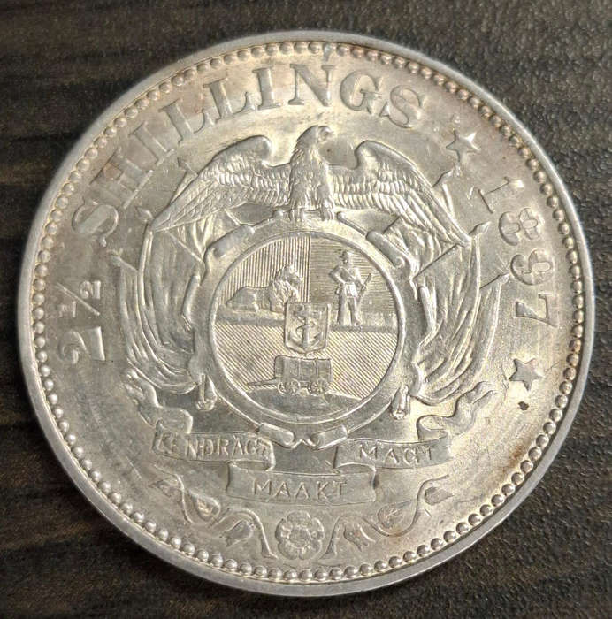 1897 South African 2½ Shillings coin, also known as a Half Crown