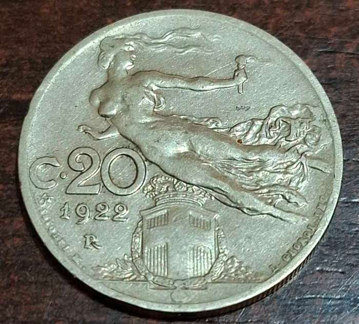 1922 Italian 20 Centesimi coin