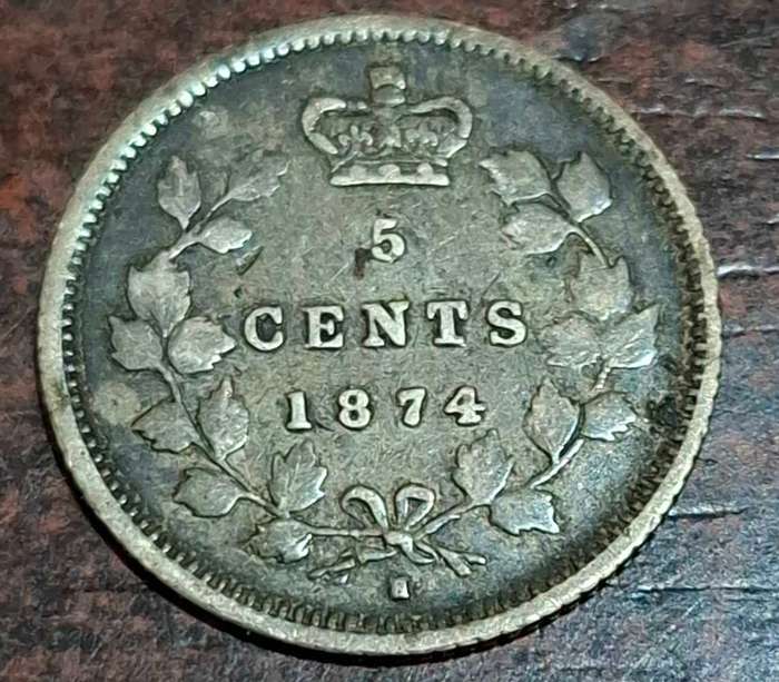 1874 Canadian 5-cent coin