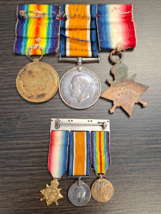 British WW1 Medals including great war medal,British medal, 1915 star medal and miniature set