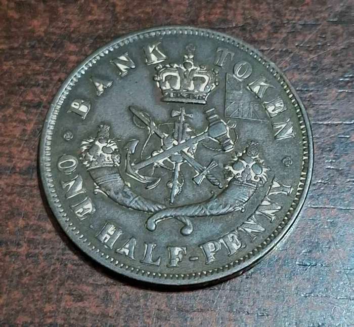 1854 Upper Canada Bank Penny Token St George Dragon Breton