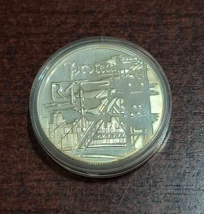 SOUTH AFRICA PROOF MINING 1999 PROTEA SILVER R1 WITH COA AND BOX
