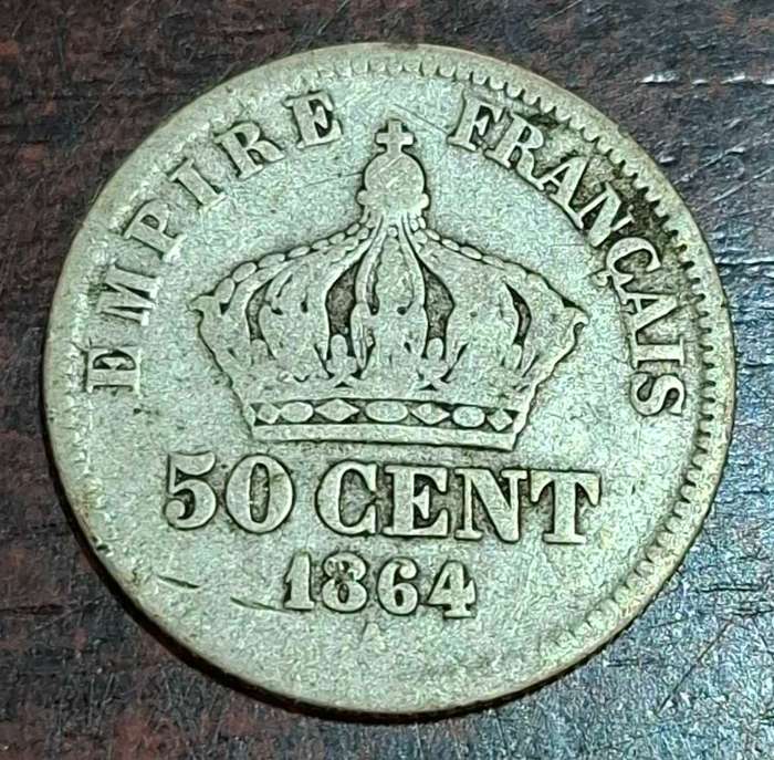 1864 French 50 Centimes coin