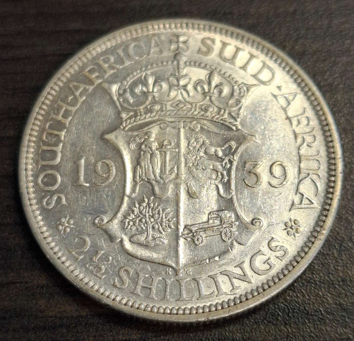 1939 South African 2½ Shillings coin