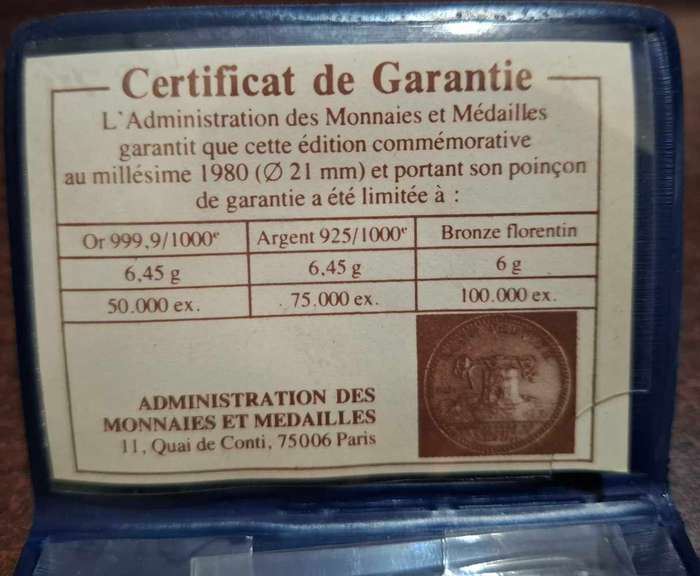 1980 France, General de Gaulle Uncirculated 925 Silver Coin Medal By Santucci