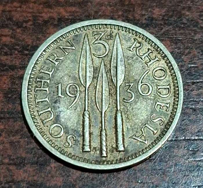 1936 Southern Rhodesia 3 Pence coin
