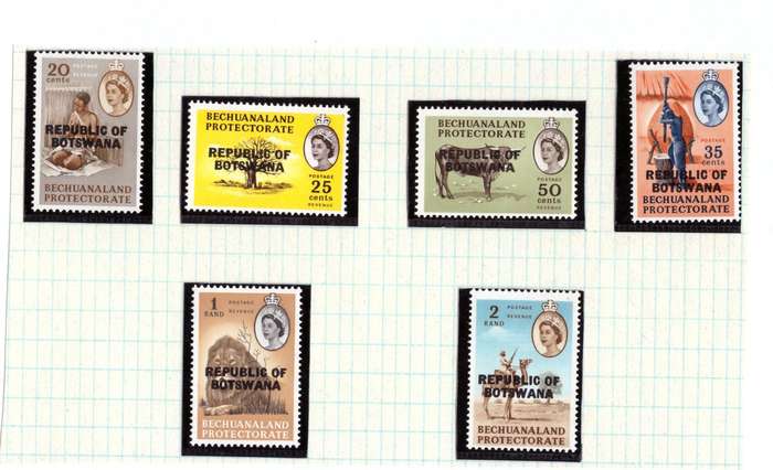 Bechuanaland - 1966 Birds with Botswana Overprint - UMM, HR and used