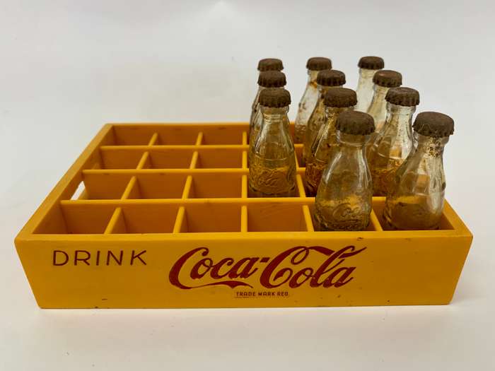 Miniature Coke Bottles in Crate