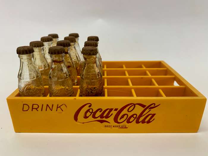 Miniature Coke Bottles in Crate