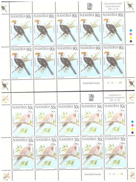 Namibia 1997 - Full Sheets Cheetah N$10,Rhino N$5, Buffalo N$4,Elephant N$1.50,