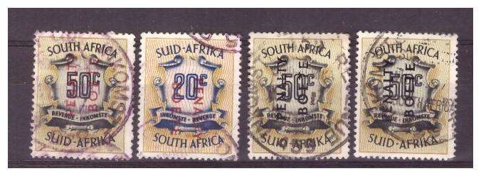 South Africa 1968/78 Revenue Penalties Stamps (red down black up) 4 stamps