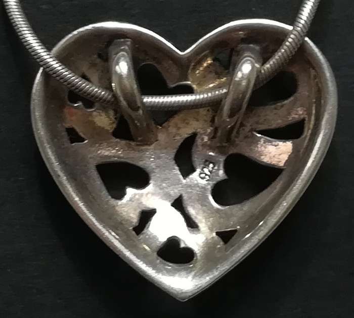 STERLING SILVER +MARCASITE CHAIN 430MM *HEART PENDANT*  25X25MM 10 GRAMS