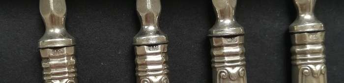 GEORGIAN SHEFFIELD 1825 SILVER HANDLES 12 PIECE KNIFE AND FORK SET 180X210MM