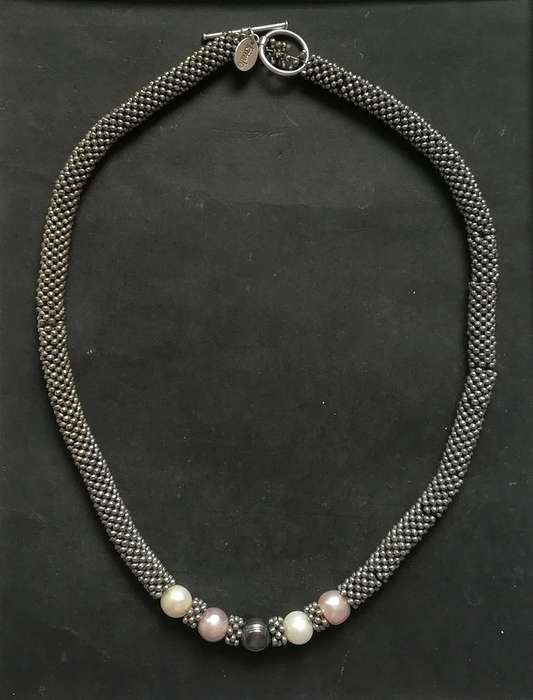 KITALE - STERLING SILVER AND FRESHWATER OEARLS NECKLAE 7 X 440MM 67 GRAMS
